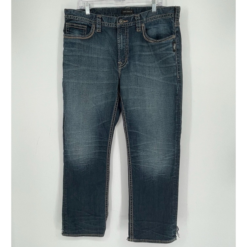 Silver Men's Blue Grayson Straight Leg Western Work Denim Jeans Size 36x30